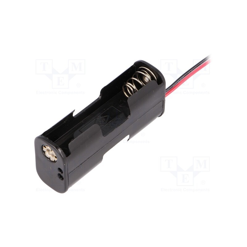 10 pcs : BH-322-1A - Holder, AA,R6, Batt.no: 2, cables, black, 150mm