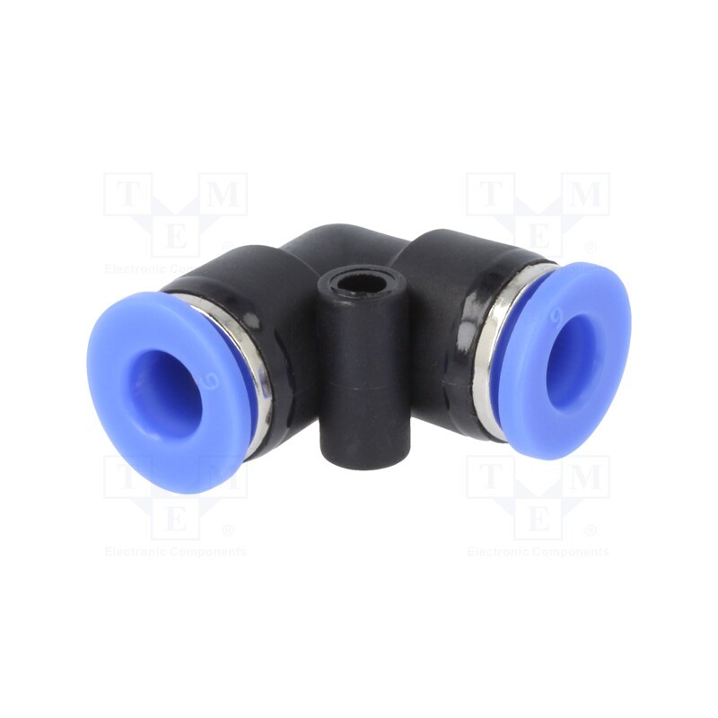 10 pcs : 137.006 - Push-in fitting, angled, -0.95÷15bar, nickel plated brass,PBT