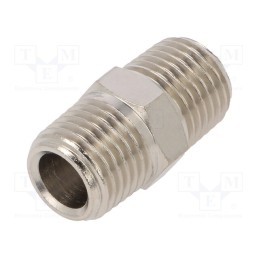 10 pcs : 36529 - Nipple, straight, nickel plated brass, Thread: G 1/4', max.300°C