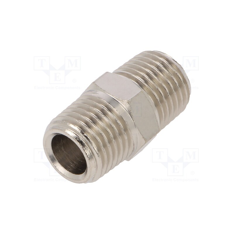 10 pcs : 36529 - Nipple, straight, nickel plated brass, Thread: G 1/4', max.300°C
