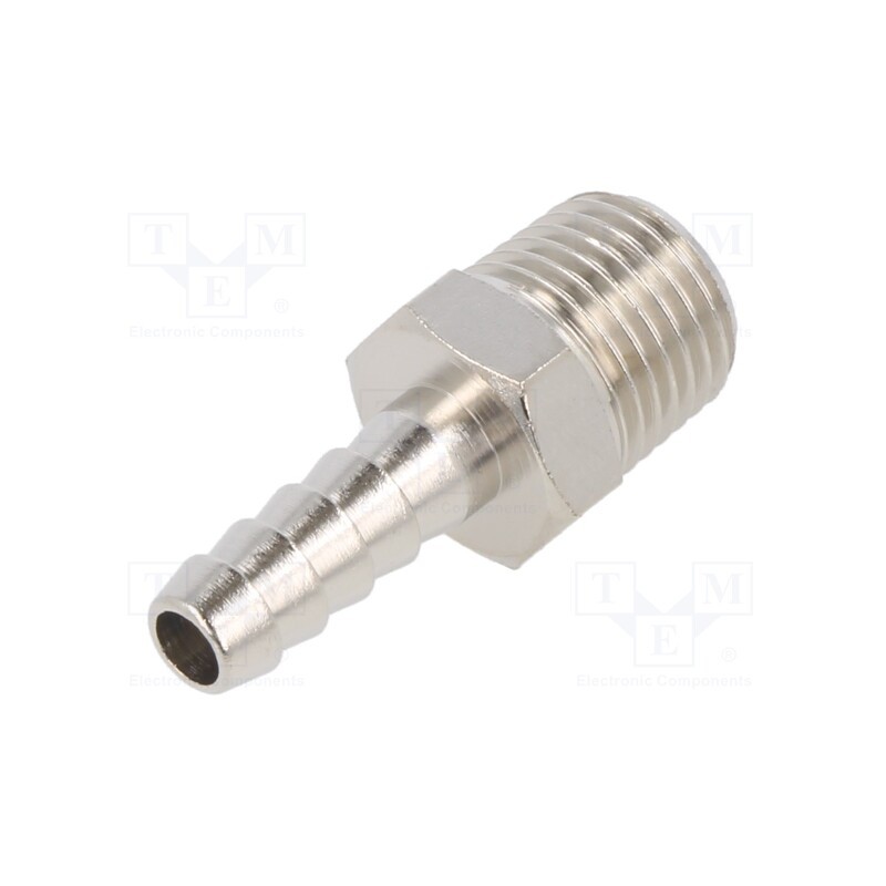 10 pcs : 3040 7-1/4 - Push-in fitting, connector pipe, nickel plated brass, 7mm