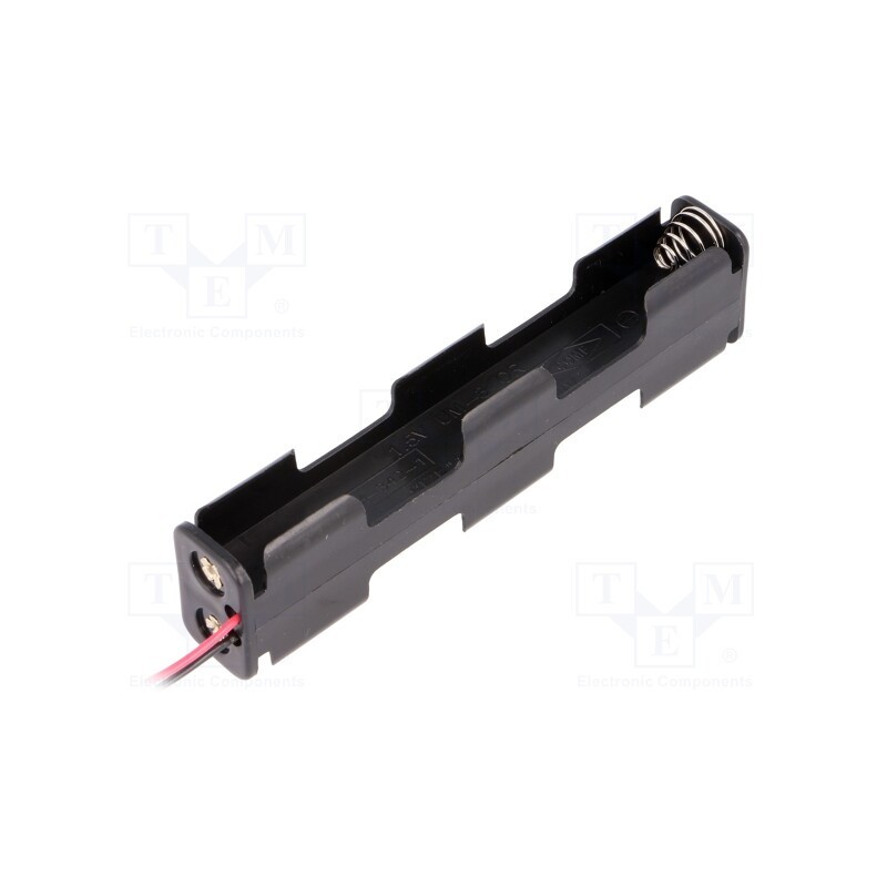 10 pcs : BH-342-1A - Holder, AA,R6, Batt.no: 4, cables, black, 150mm