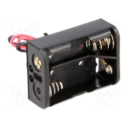 10 pcs : BH-521A - Holder, N,R1, Batt.no: 2, cables, black, 150mm