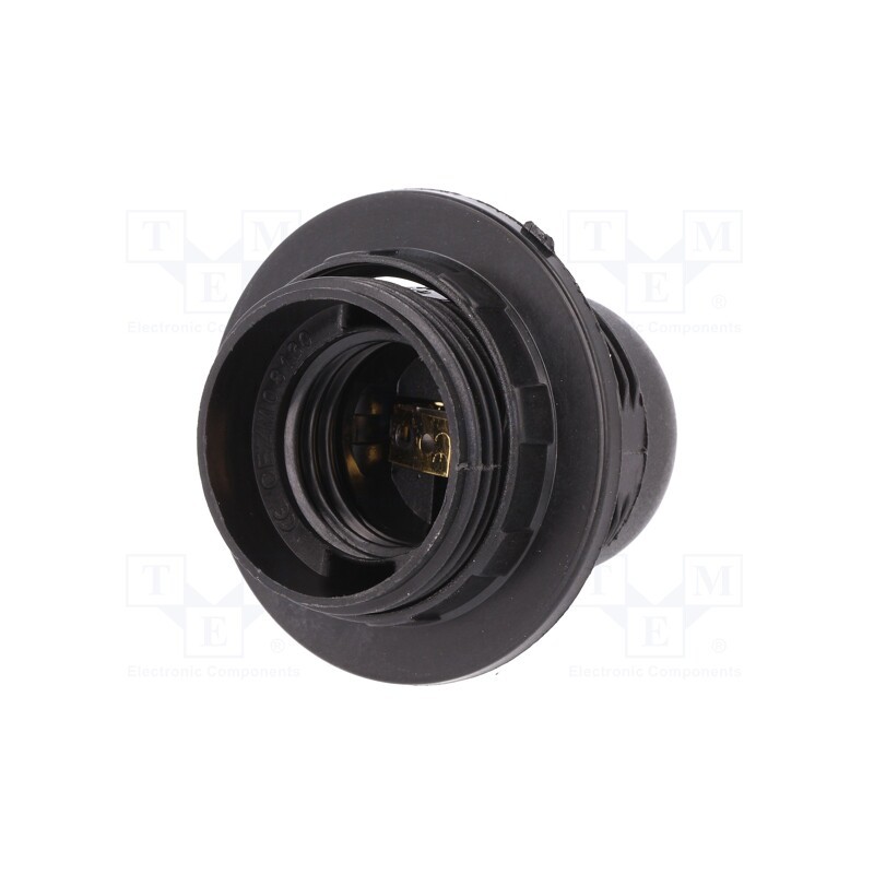 10 pcs : D.3006 - Lampholder: for lamp, E27, with flange, Body: black, Ø: 41mm, L: 61mm