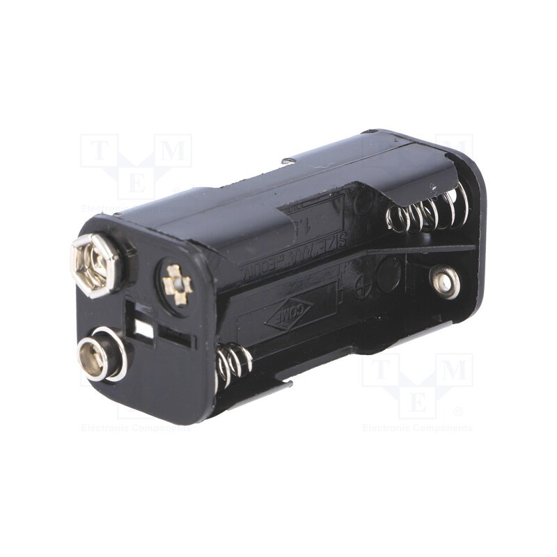10 pcs : BH-443B - Holder, AAA,R3, Batt.no: 4, 6F22 type, black