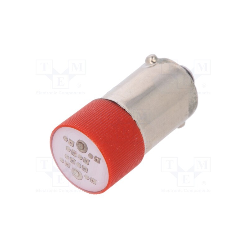 10 pcs : S-9, LED LAMP 24V R - LED lamp, red, BA9S, 24VDC, 24VAC