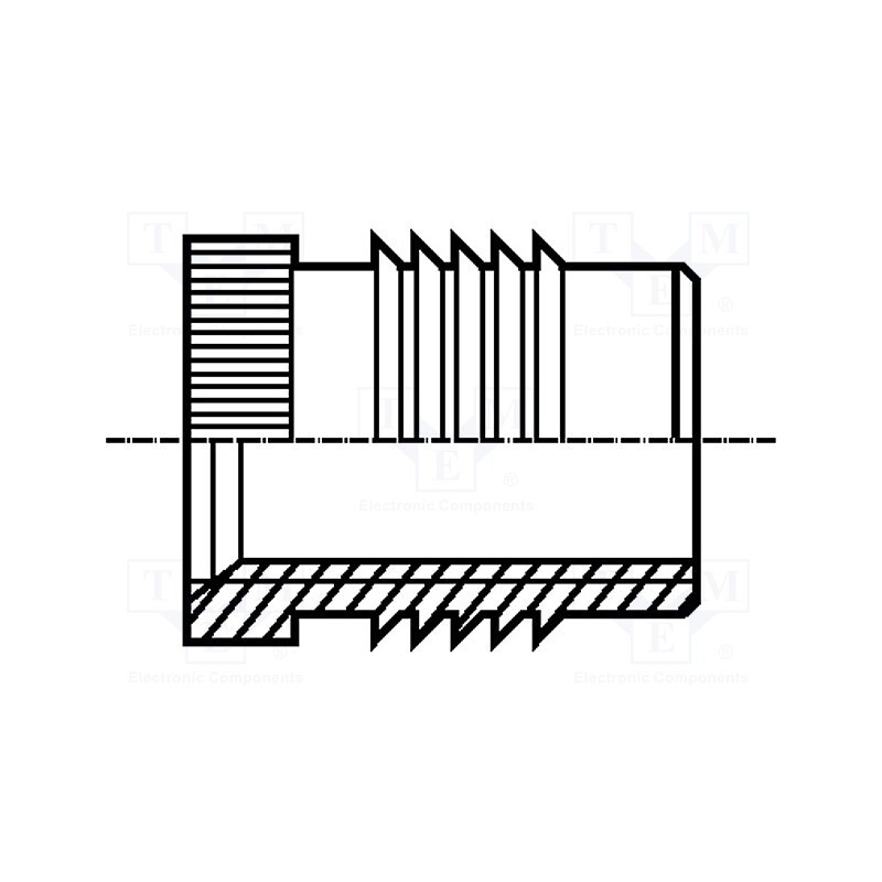 10 pcs : B8/BN1936 - Threaded insert, brass, M8, BN 1936, L: 12.7mm