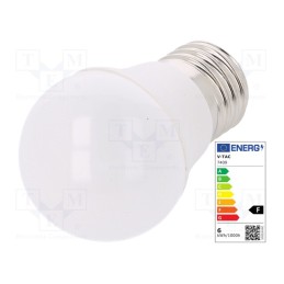 10 pcs : SKU 7409 - LED lamp, cool white, E27, 220/240VAC, 470lm, P: 5.5W, 180°, 6400K