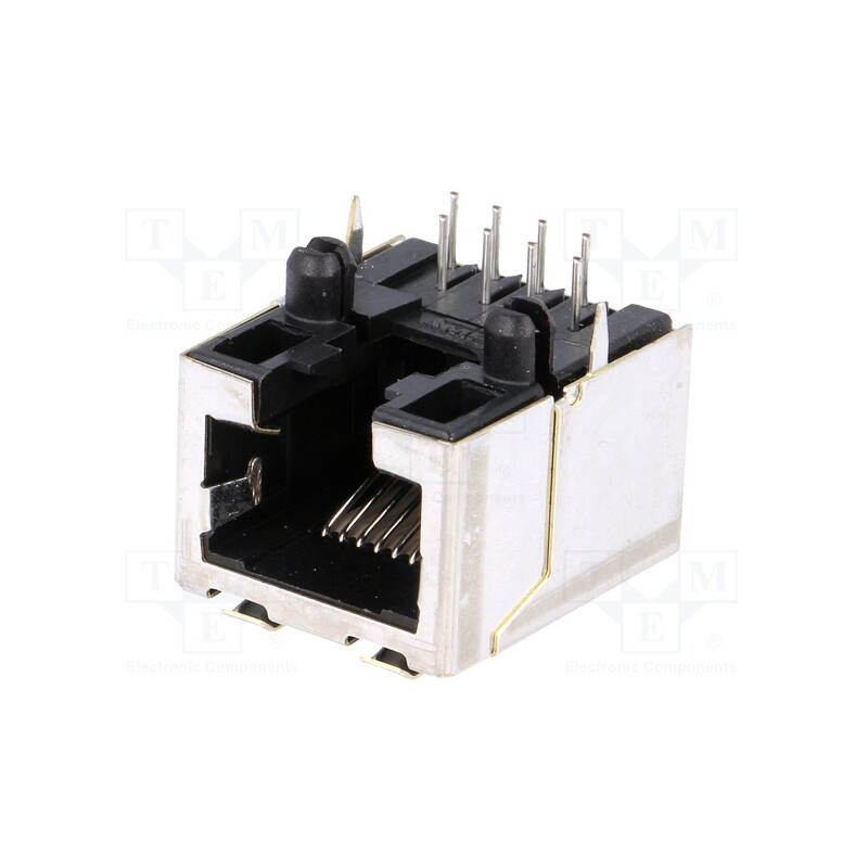 10 pcs : 3-5338556-1 - Socket, RJ45, PIN: 8, Layout: 8p8c, on PCBs, THT