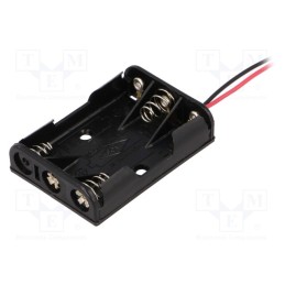 10 pcs : BH-431-1A - Holder, AAA,R3, Batt.no: 3, cables, black, 150mm