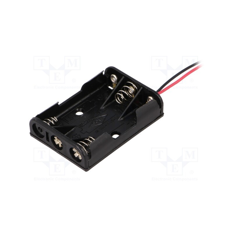 10 pcs : BH-431-1A - Holder, AAA,R3, Batt.no: 3, cables, black, 150mm
