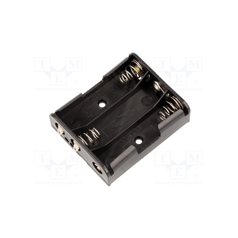10 pcs : BH-331-3D - Holder, AA,R6, Batt.no: 3, soldering lugs, black