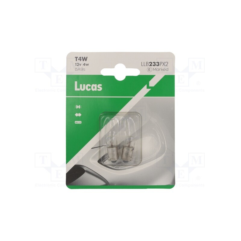 20 set : LLB233PX2 - Filament lamp: automotive, BA9S, transparent, 12V, 4W, LLB