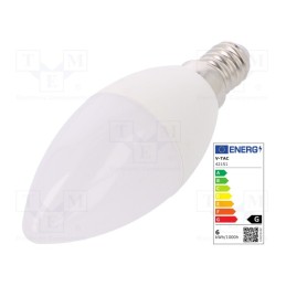 10 pcs : SKU 42151 - LED lamp, warm white, E14, 220/240VAC, 470lm, P: 5.5W, 200°, 2700K