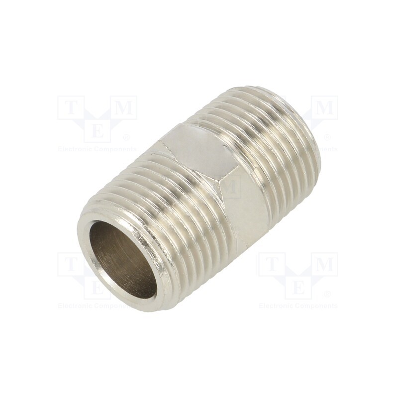 10 pcs : 36593 - Nipple, straight, nickel plated brass, Thread: G 3/8', max.300°C