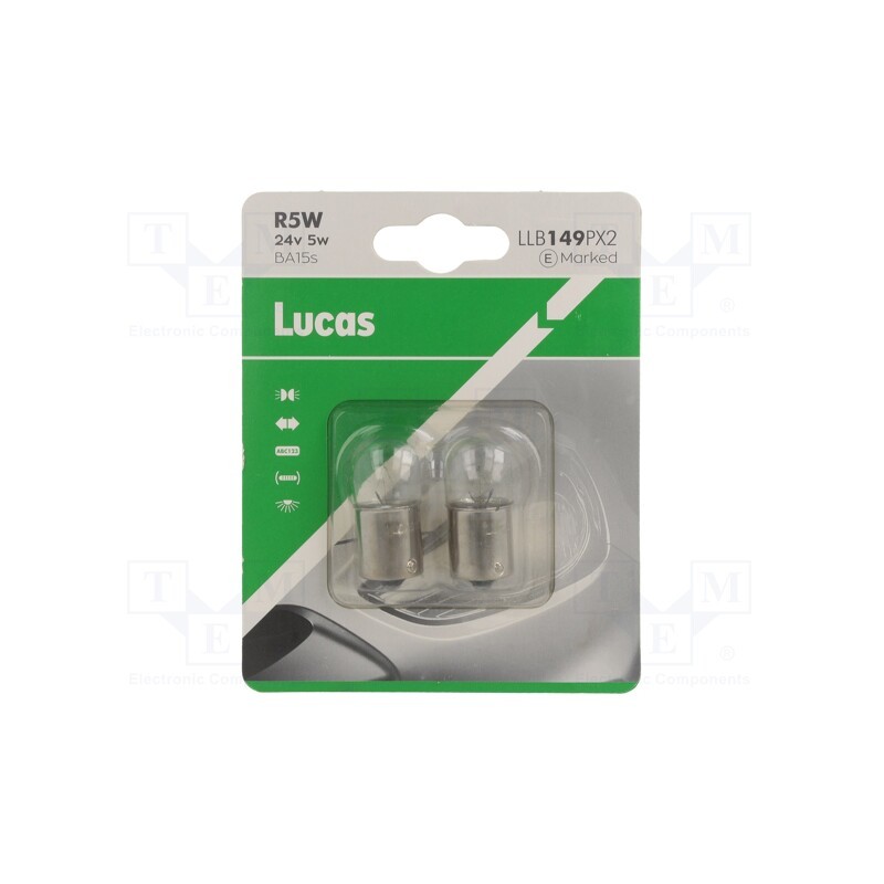 20 set : LLB149PX2 - Filament lamp: automotive, BA15S, transparent, 24V, 5W, LLB, trucks