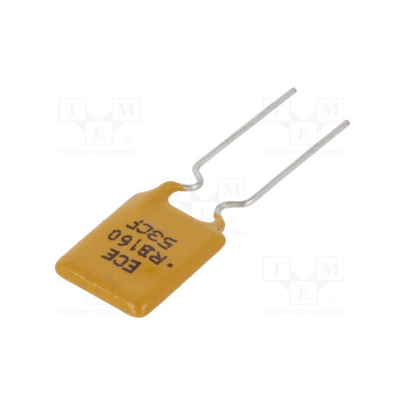 10 pcs : RB160-30 - Fuse: PTC polymer, 1.6A, 8.9x15.2mm, 5.1mm, Ø0.51x7.6mm