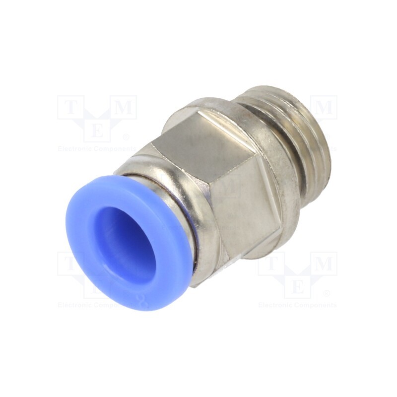 10 pcs : 122.014-8 - Push-in fitting, straight, -0.95÷15bar, nickel plated brass