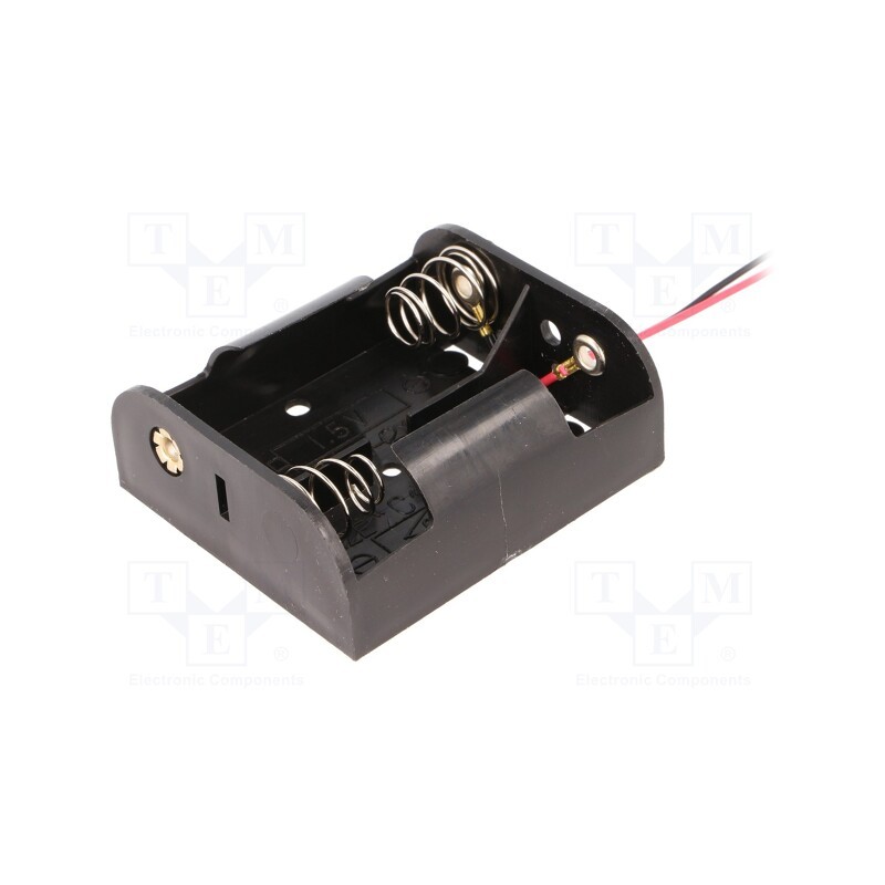 10 pcs : BH-221A - Holder, C,R14, Batt.no: 2, cables, black, 150mm