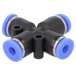 10 pcs : 139.004 - Push-in fitting, -0.95÷15bar, PBT, Features: 4-fold branch