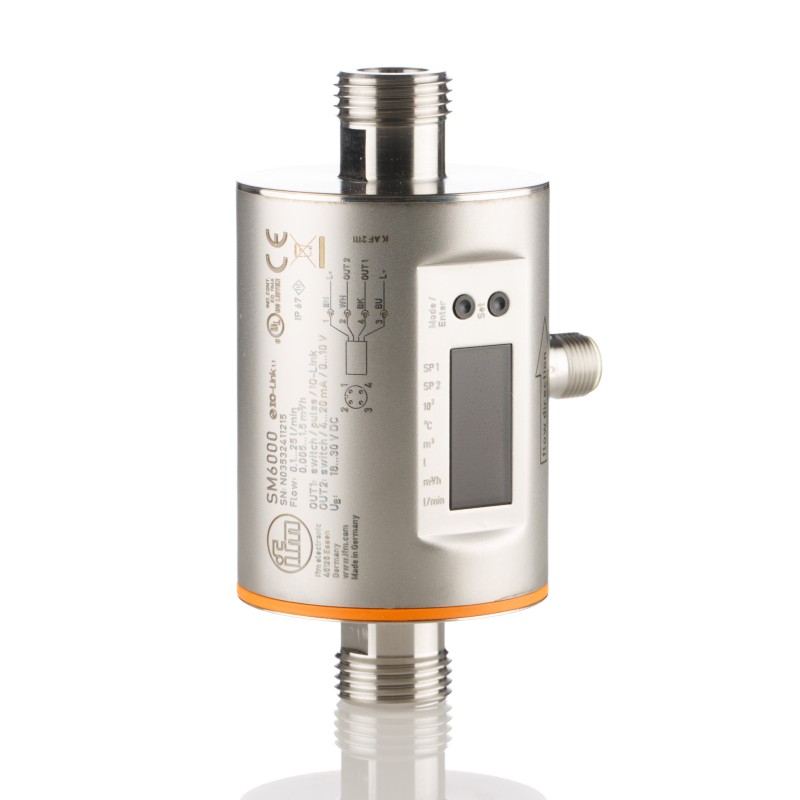 1 pcs - ifm electronic Flow Controller, 0.1 - 25 L/min, PNP Output, 19 - 30 V dc, 1/2 in Pipe