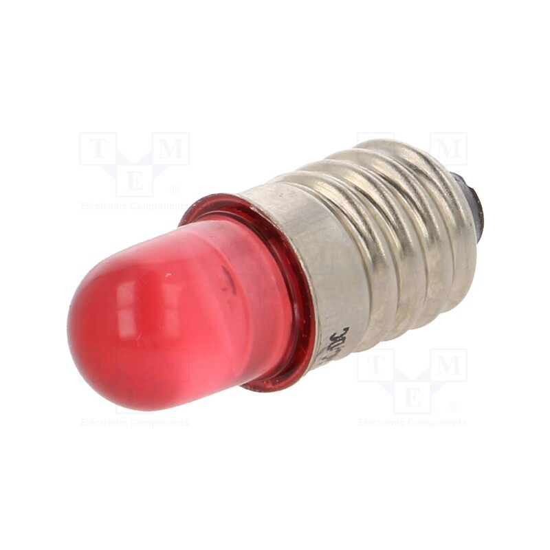 10 pcs : LR-E10-12AC/DC - LED lamp, red, E10, 12VDC, 12VAC