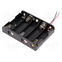 10 pcs : BH-351A - Holder, AA,R6, Batt.no: 5, cables, black, 150mm