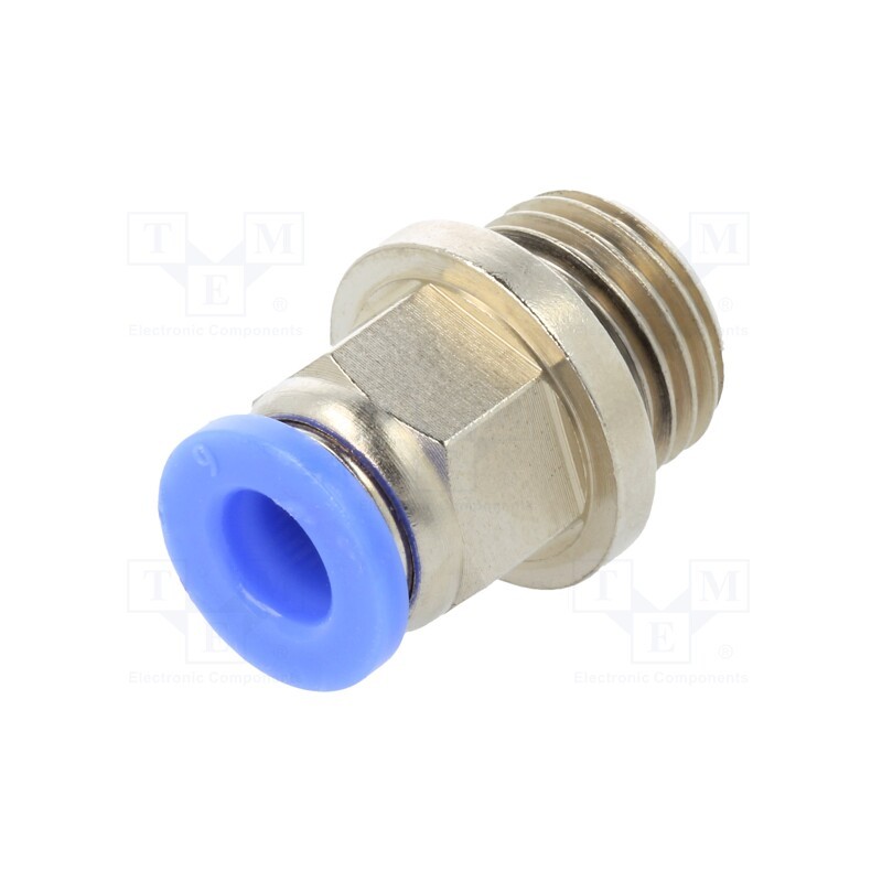 10 pcs : 122.014-6 - Push-in fitting, straight, -0.95÷15bar, nickel plated brass