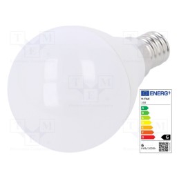 10 pcs : SKU 168 - LED lamp, warm white, E14, 220/240VAC, 470lm, P: 5.5W, 180°, 3000K