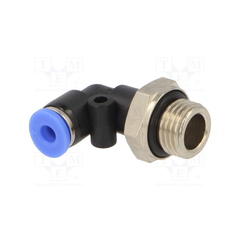10 pcs : 125.014-4 - Push-in fitting, angled, -0.95÷15bar, PBT, Thread: G 1/4', 0÷60°C