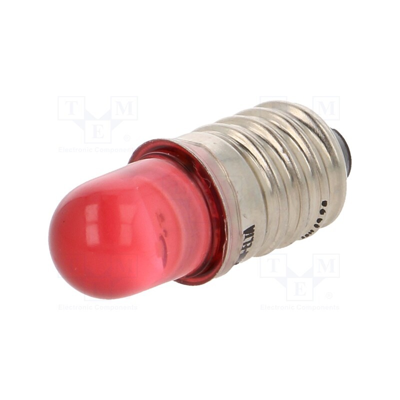 10 pcs : LR-E10-230AC - LED lamp, red, E10, 230VAC, 200÷250mcd