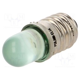 10 pcs : LG-E10-12AC/DC - LED lamp, green, E10, 12VDC, 12VAC