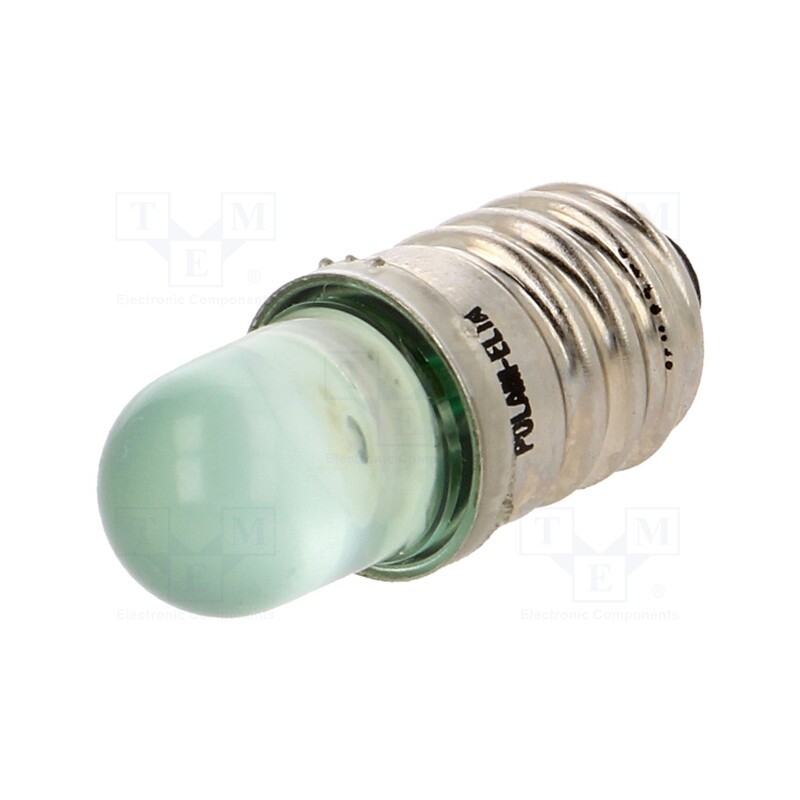 10 pcs : LG-E10-12AC/DC - LED lamp, green, E10, 12VDC, 12VAC