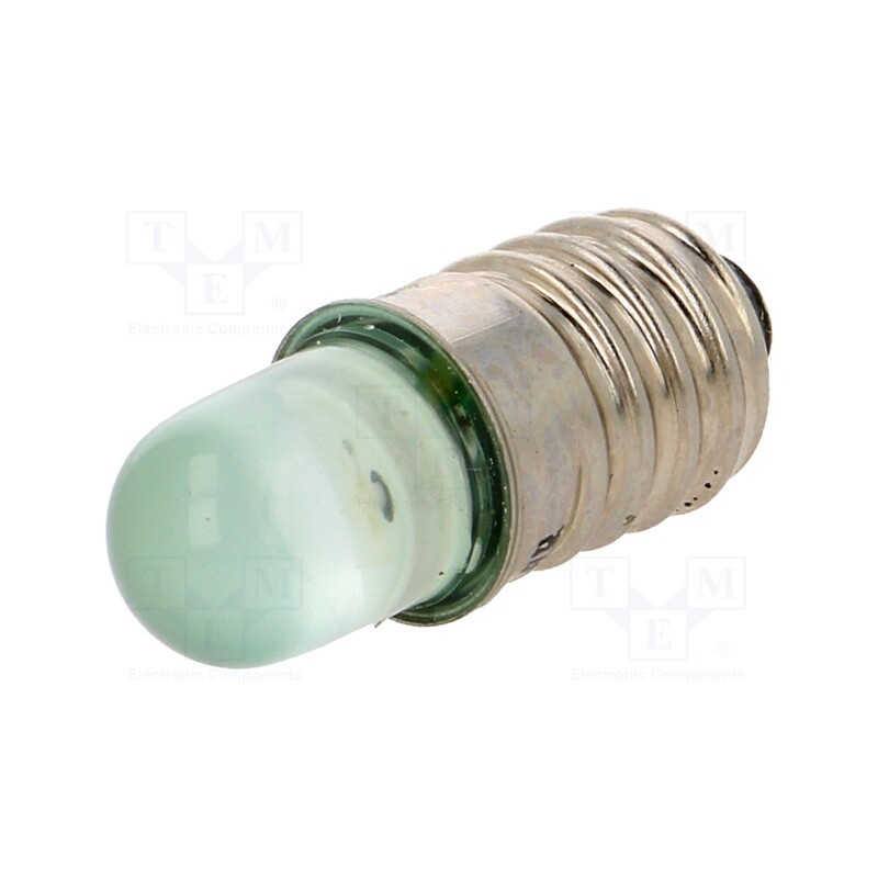 10 pcs : LG-E10-230AC - LED lamp, green, E10, 230VAC, 400÷500mcd