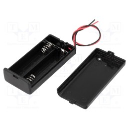 10 pcs : SBH-321-1A - Holder, AA,R6, Batt.no: 2, cables, black, 150mm