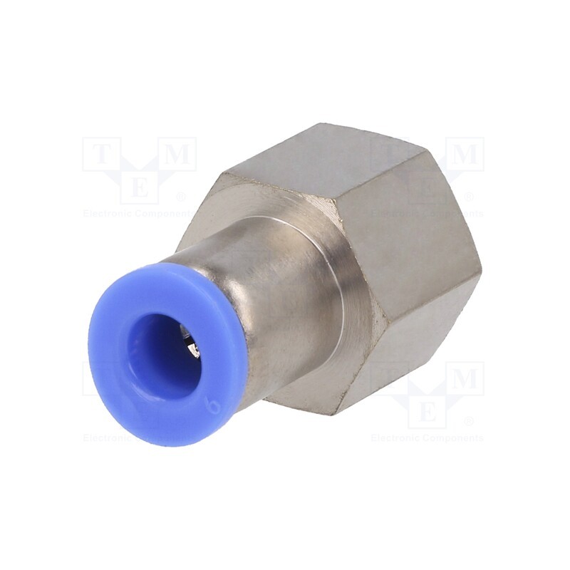10 pcs : 124.014-6 - Push-in fitting, straight, -0.95÷15bar, nickel plated brass