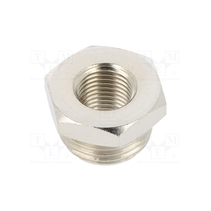 10 pcs : 2090 1/2-1/4 - Nipple, reductive, nickel plated brass, Input thread: G 1/2'