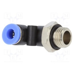 10 pcs : 125.014-6 - Push-in fitting, angled, -0.95÷15bar, PBT, Thread: G 1/4', 0÷60°C