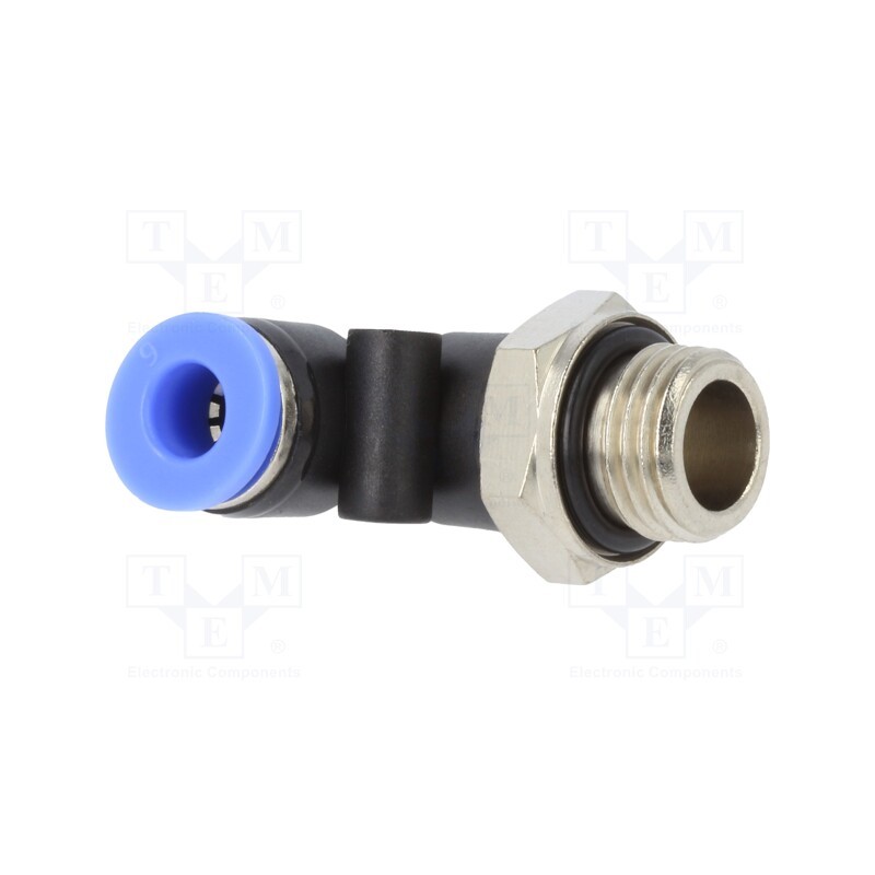 10 pcs : 125.014-6 - Push-in fitting, angled, -0.95÷15bar, PBT, Thread: G 1/4', 0÷60°C