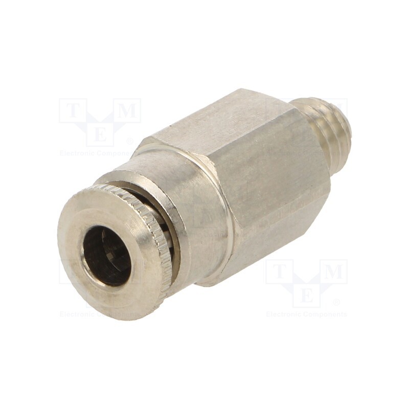 10 pcs : 58000 4-M6 - Push-in fitting, straight, 0÷30bar, nickel plated brass