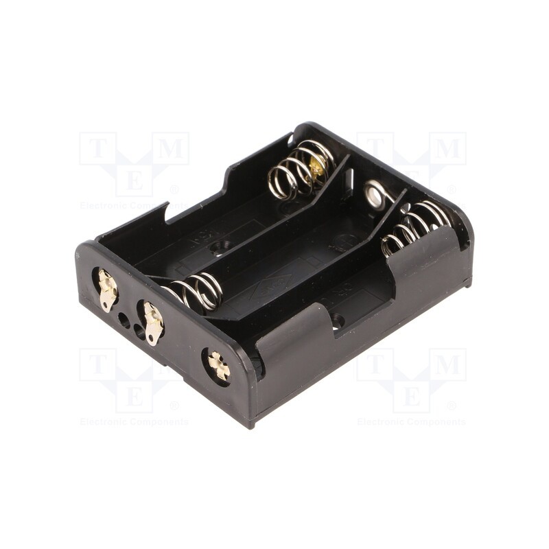 10 pcs : BH-331D - Holder, AA,R6, Batt.no: 3, soldering lugs, black