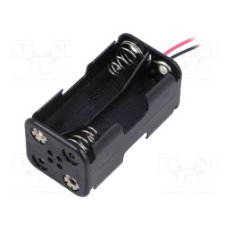10 pcs : BH-343-1A - Holder, AA,R6, Batt.no: 4, cables, black, 150mm