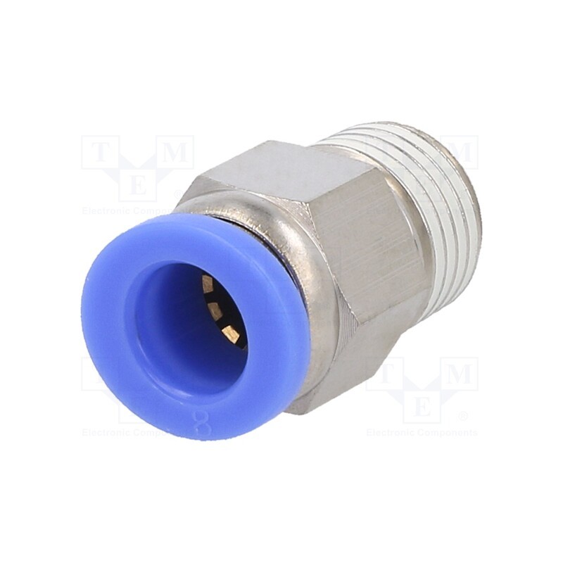 20 pcs : 123.014-8 - Push-in fitting, straight, -0.95÷15bar, nickel plated brass