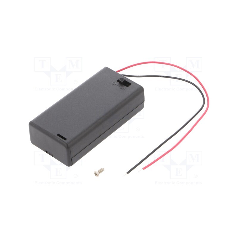 10 pcs : SBH-321-3AS - Holder, AA,R6, Batt.no: 2, cables, black, with switch