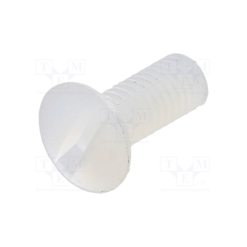50 pcs : 8G203M3X08 - Screw, M3x8, 0.5, Head: countersunk, slotted, 1mm, polyamide
