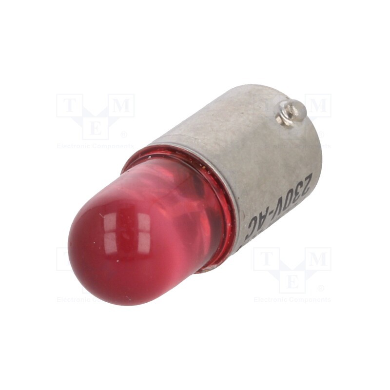 10 pcs : LR-BA9S-230AC - LED lamp, red, BA9S, 230VAC
