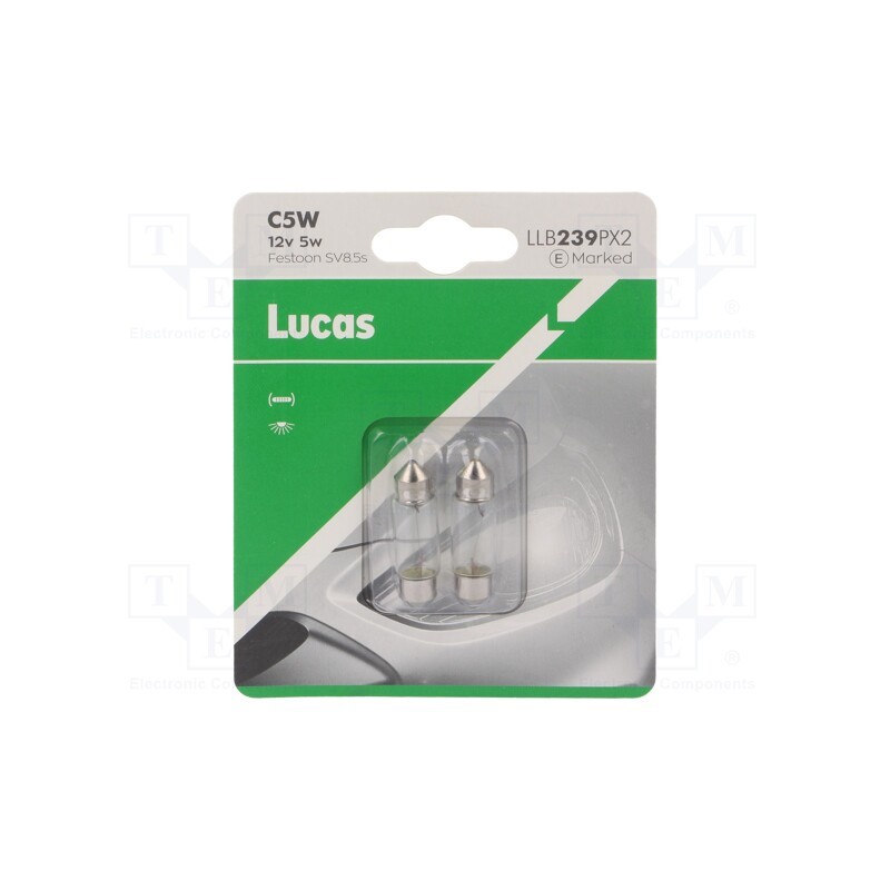 20 set : LLB239PX2 - Filament lamp: automotive, SV8,5-8, transparent, 12V, 5W, LLB