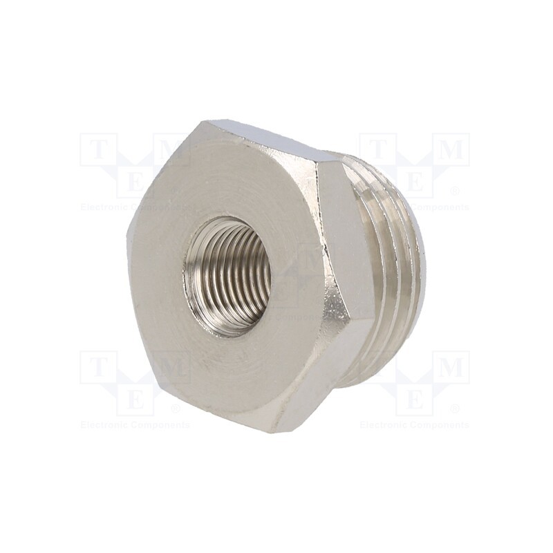 10 pcs : 2090 1/2-1/8 - Nipple, reductive, nickel plated brass, Input thread: G 1/2'