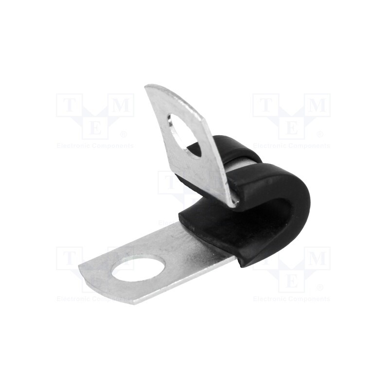 10 pcs : SPN-3 - Fixing clamp, ØBundle : 4.8mm, W: 12.7mm, steel, Ømount.hole: 6.7mm