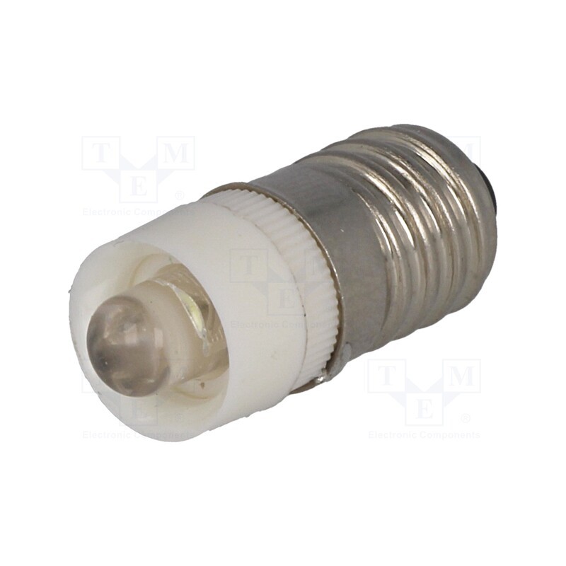 10 pcs : LLED-E10/12/W - LED lamp, white, E10, 12VDC, 12VAC